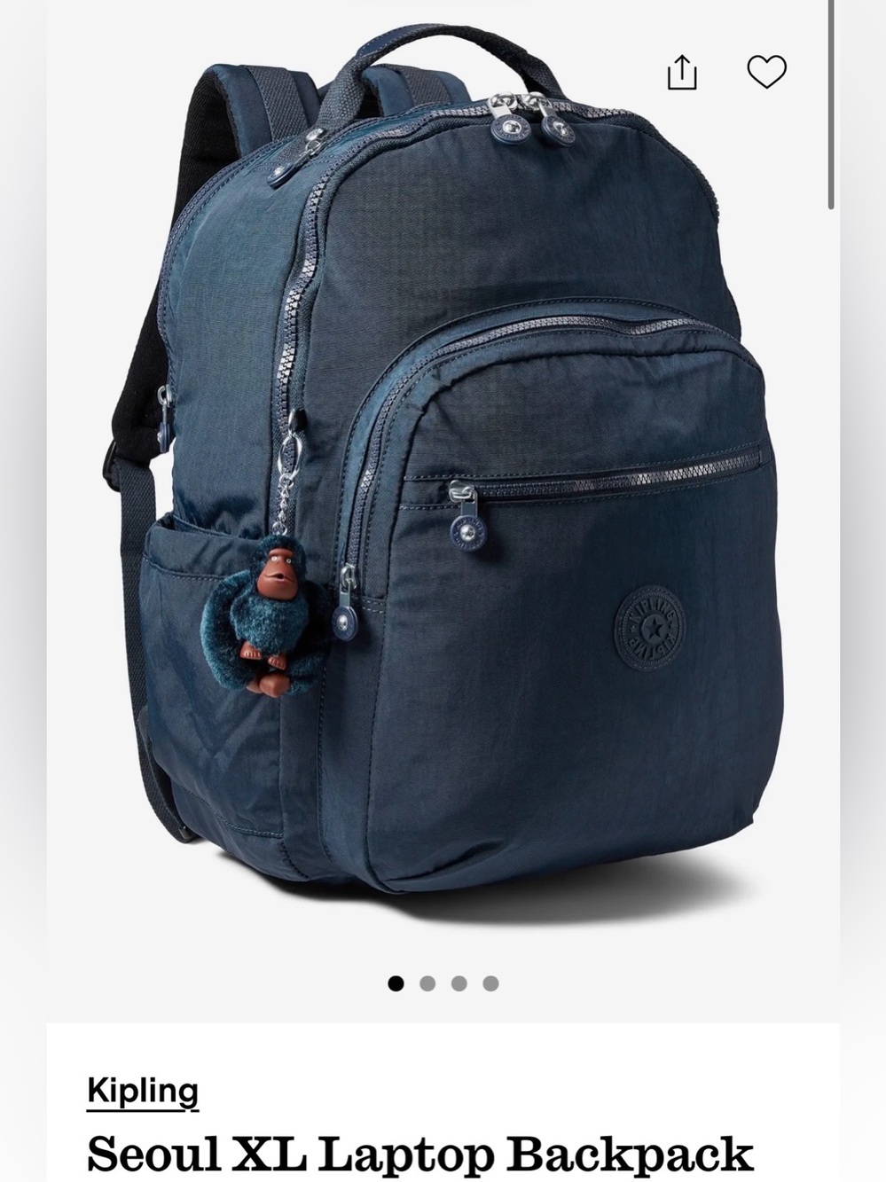 Kipling Seoul XL Laptop Backpack Navy Blue